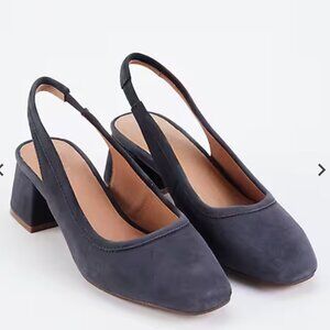 J. Jill Suri Suede Leather Slingback Carbon Chunk Heels Size 11 New Without Tags